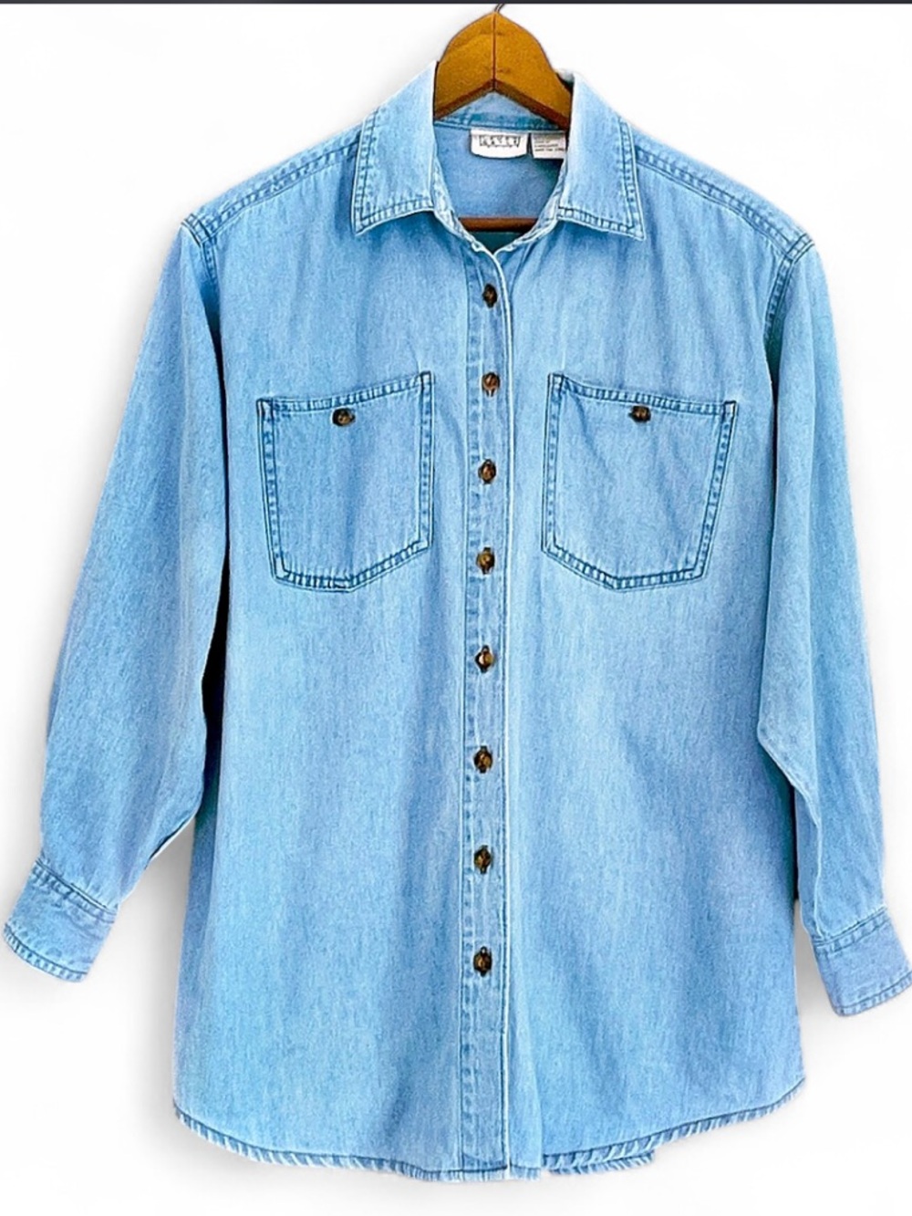 Light Wash Denim Button-Down Shirt - Relaxed Fit